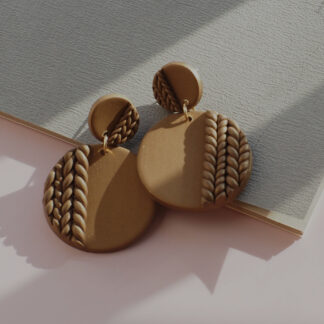 Knitting Braided Pattern Disc Polymer Clay Earrings