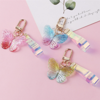 Set 3 Fashion Gradient Colorful Butterfly Keychains