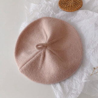 Fashion Solid Color Baby Warm Beret Vintage Knitted Hat