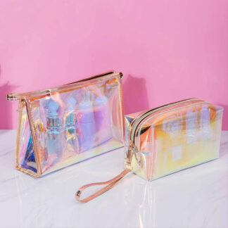Fashion Chic PVC Cosmetic Bag Women Transparent Make Up Bag