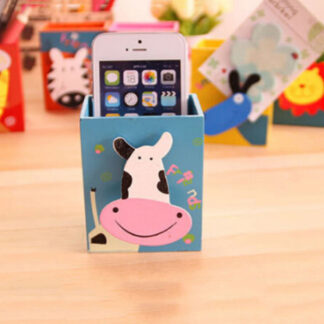 Cartoon Pig Animal Pattern Wooden Pen Container
