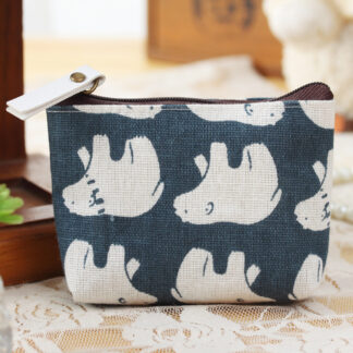Bear Pattern Women's Small Canvas Coin Wallet
