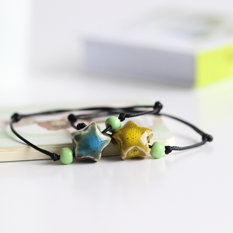 Handmade Ceramic Stars Beads Bracelet - Image 2
