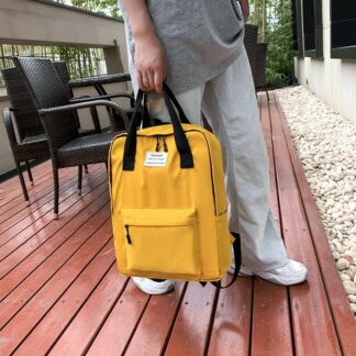 Backpack Nylon Waterproof Student School Bag Yellow