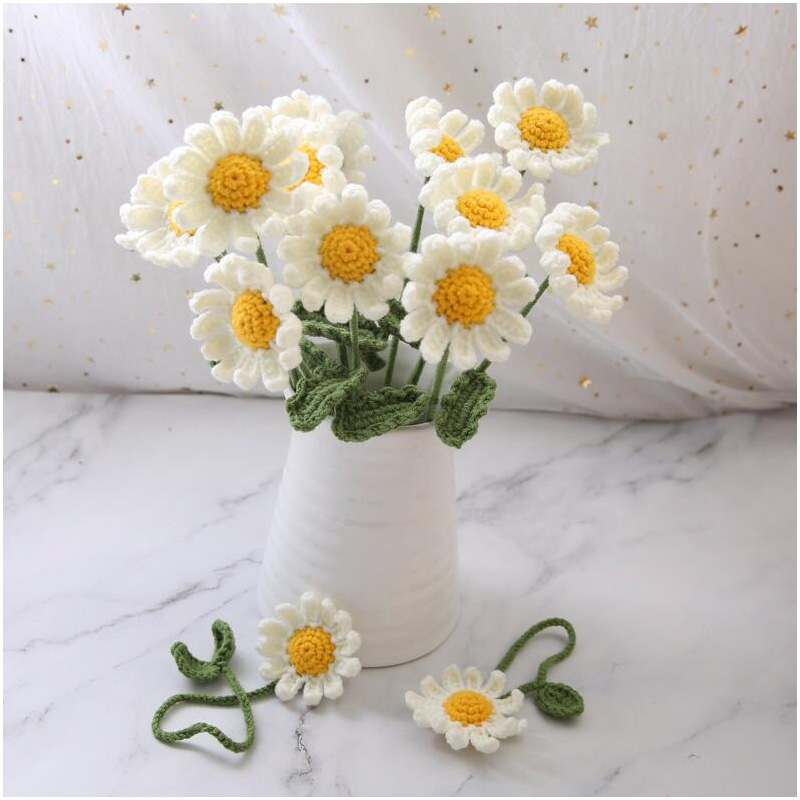Hand-knitted Yarn Crochet Sunflower Bouquet, 10PCS