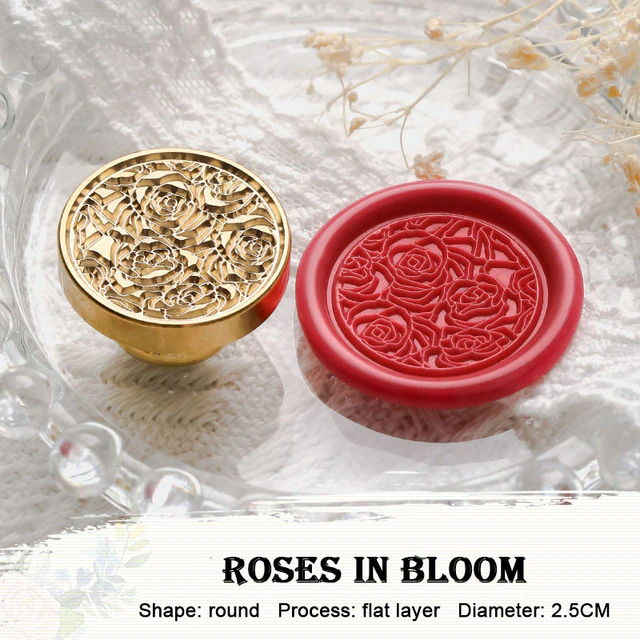 1PC Rose in Bloom Stamps Sealed Wax Badge