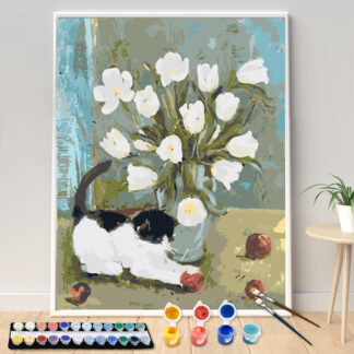 Flowers On The Window Oil Painting By Numbers On Canvas