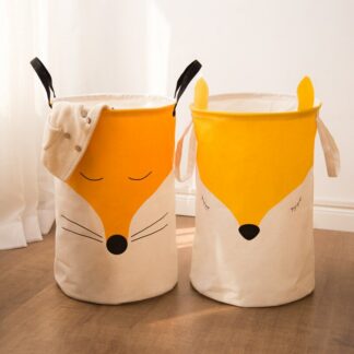 Cartoon Fox Folding Laundry Storage Basket, 2Pcs