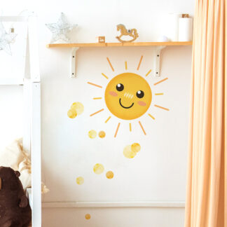 Funny Smiley Sun Wall Stickers for Baby Room Wall Decor