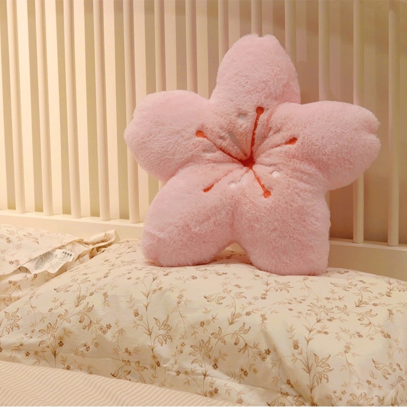 Furry Cherry Blossoms Stuffed Plush Cushion Room Decor