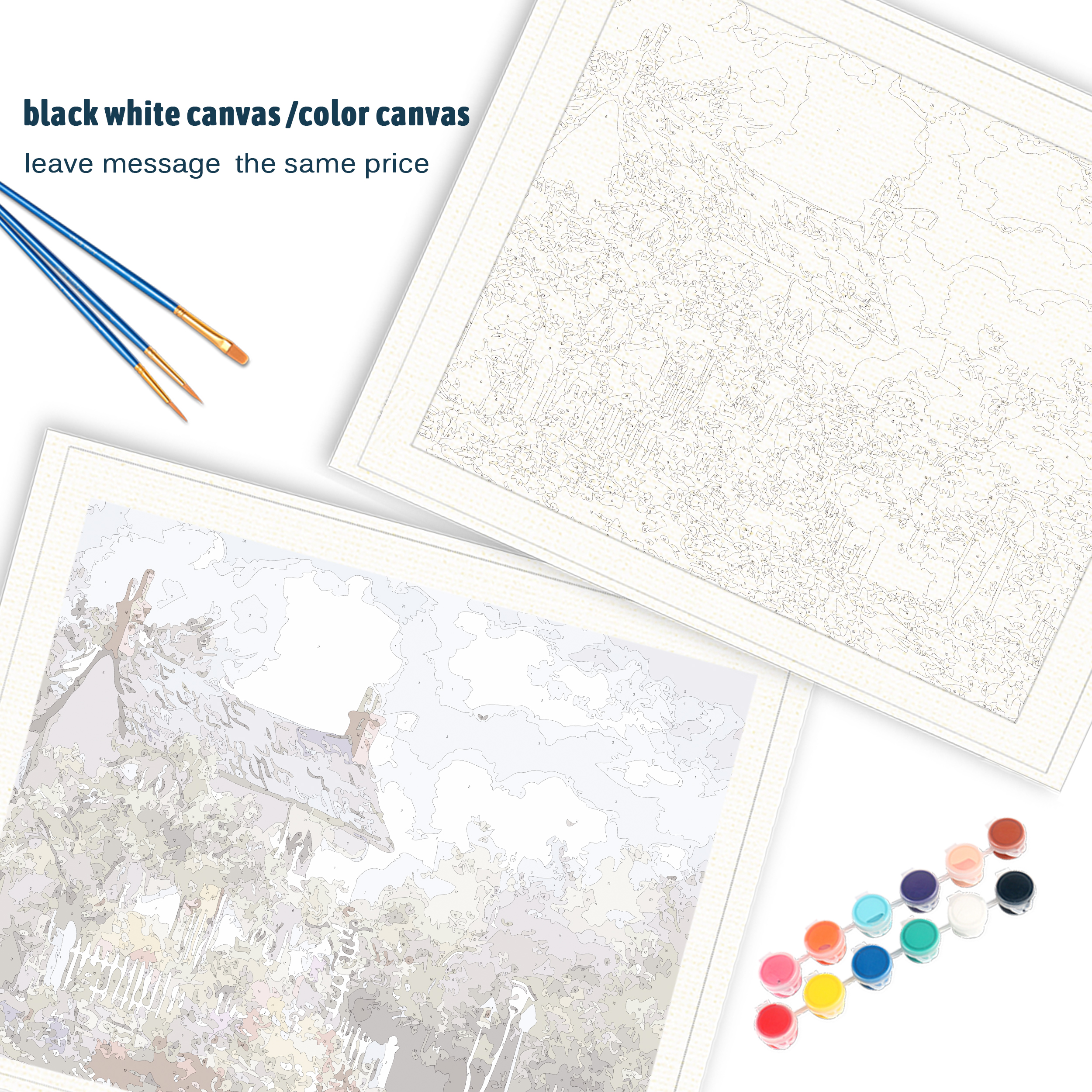 Blue Flowers HandPainted Painting Art On Canvas - Image 4