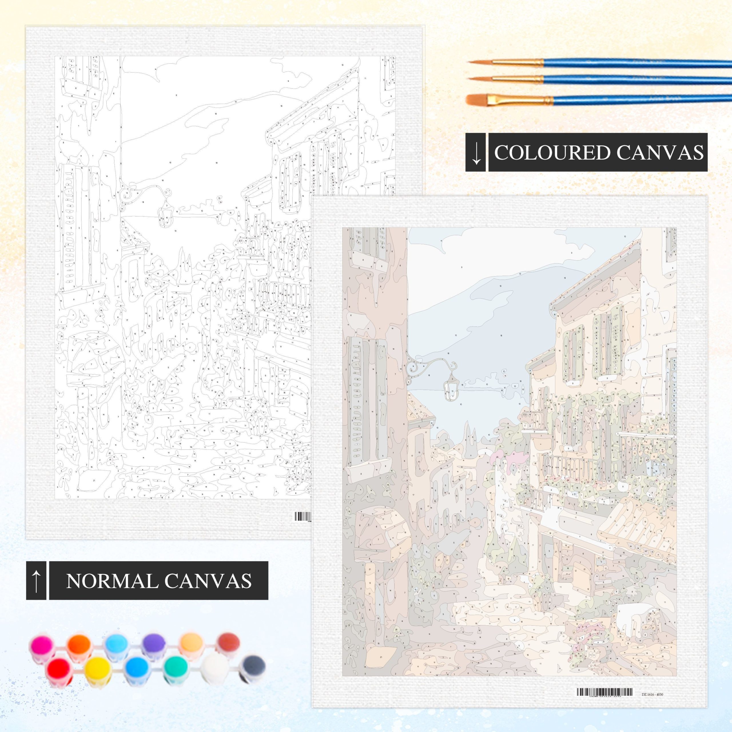 Flower Seascape Drawing On Canvas Oil Painting By Number - Image 3