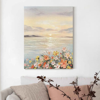 Flower Seascape Drawing On Canvas Oil Painting By Number