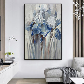 Blue Flowers Drawing By Numbers Wall Decors On Canvas