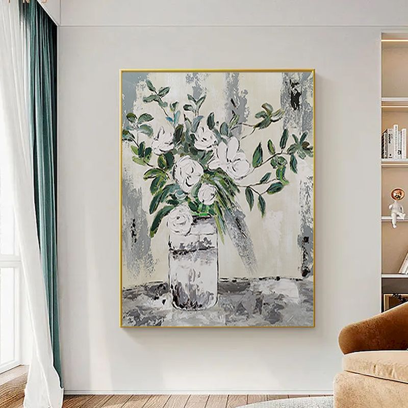 Blue Flowers Acrylic Paint Drawing By Numbers On Canvas