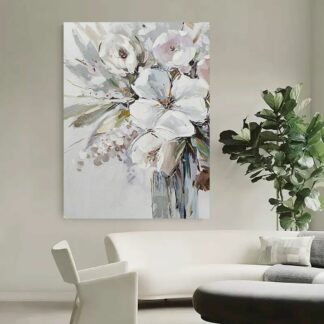 White Flower Pictures By Numbers Kits Drawing On Canvas