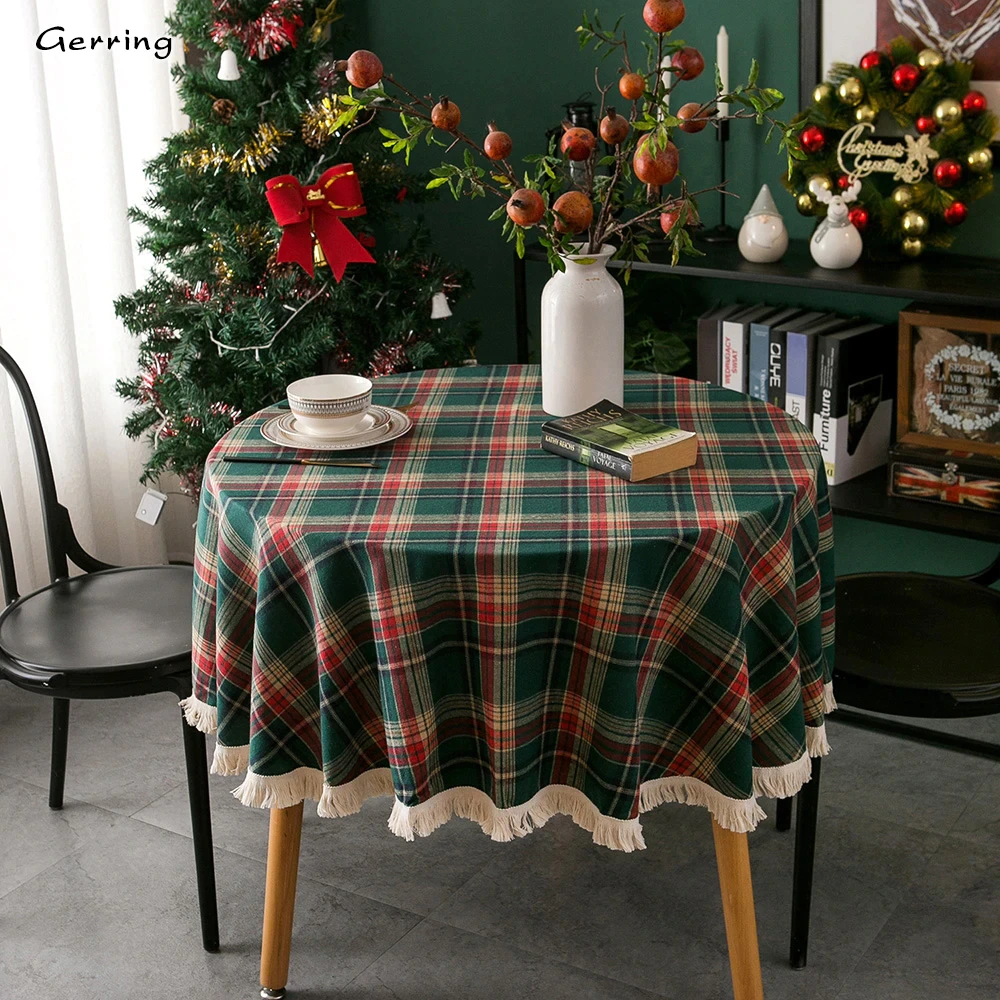 Christmas Coffee Table Cover Yarn Dyed Plaid - Image 4