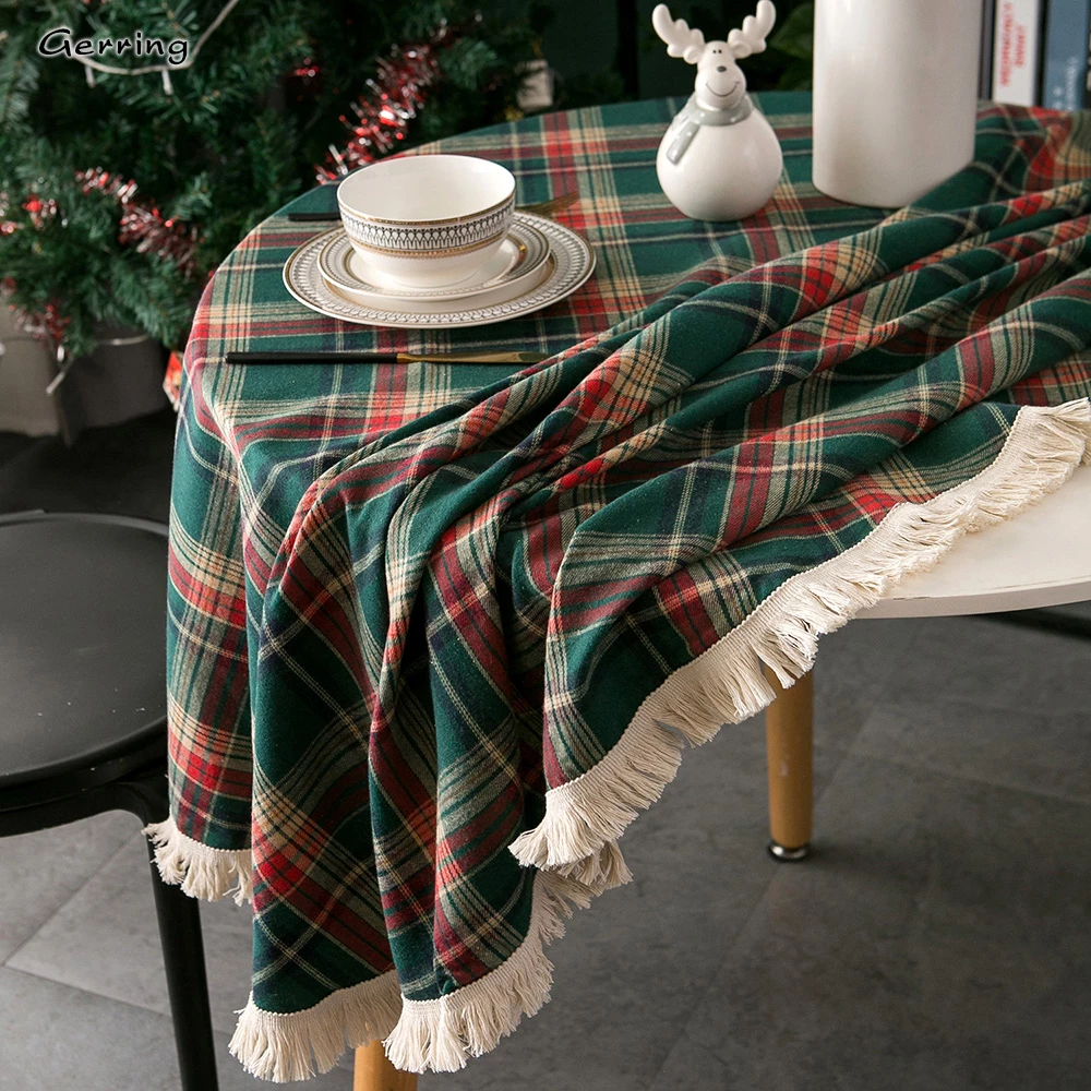 Christmas Coffee Table Cover Yarn Dyed Plaid - Image 2