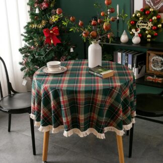 Christmas Coffee Table Cover Yarn Dyed Plaid