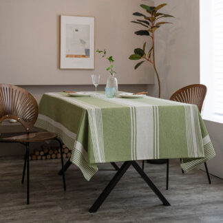 Striped Rectangular Tablecloth Green Counter For Home