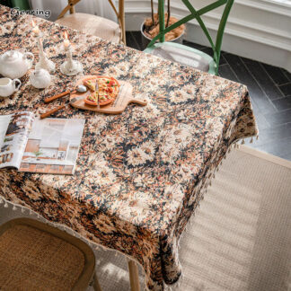 Tablecloth Oil Painting Flowers For Dining Table
