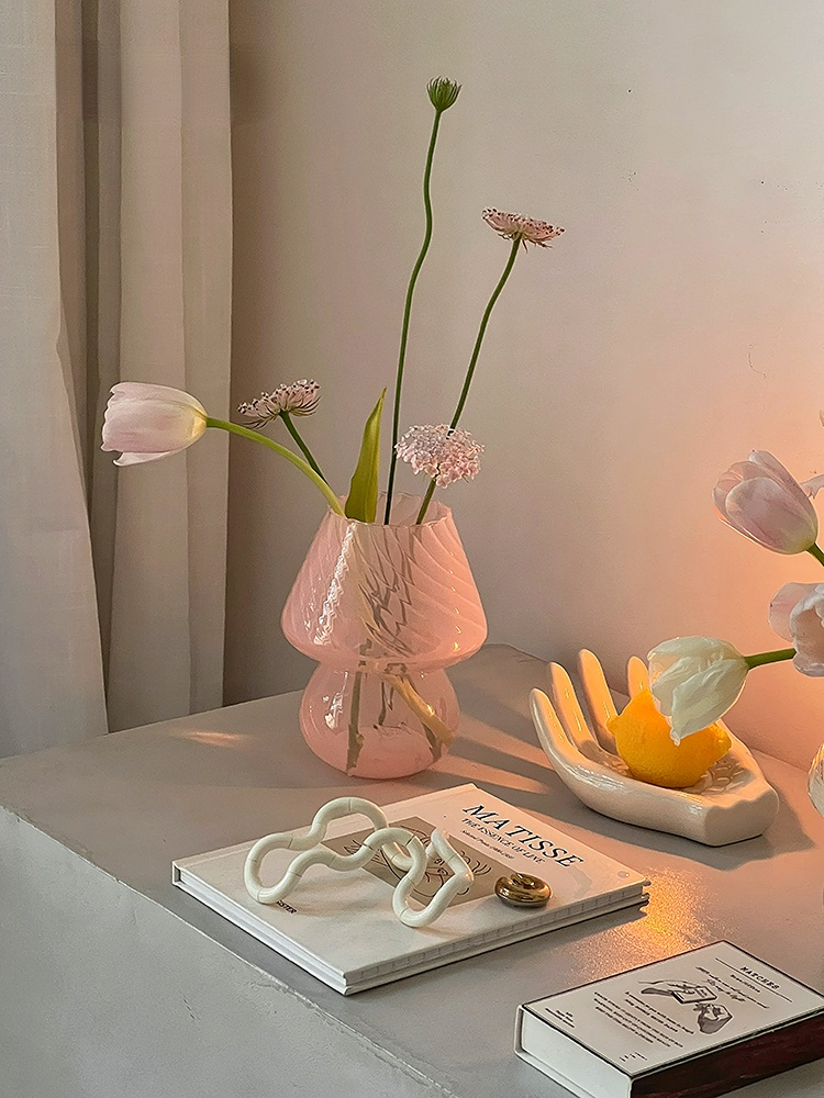 Glass Cute Mushroom Small Vase Flower - Image 2