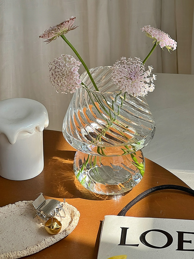 Glass Cute Mushroom Small Vase Flower - Image 3