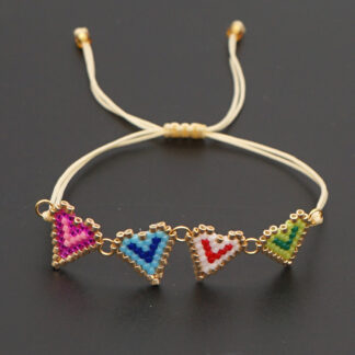 Love Heart Pattern Charm Beaded Handmade Bracelets