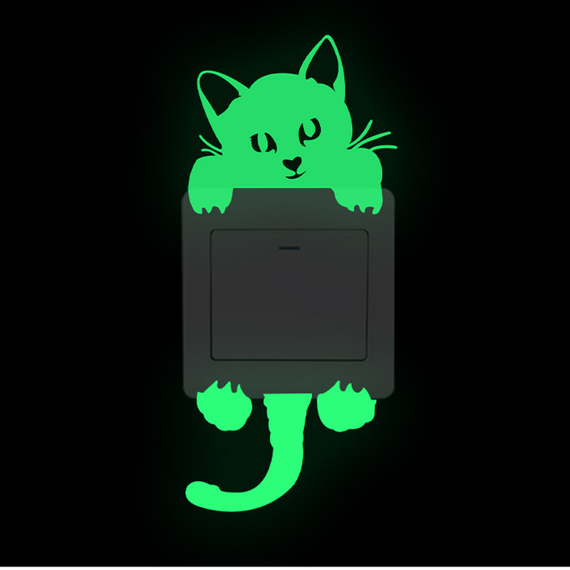 Green Fluorescent Cat Wall Sticker Kid Room Wall Decor - Image 3