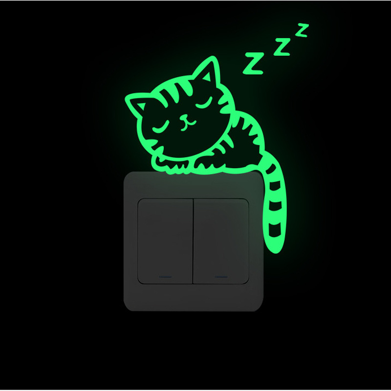 Green Fluorescent Cat Wall Sticker Kid Room Wall Decor