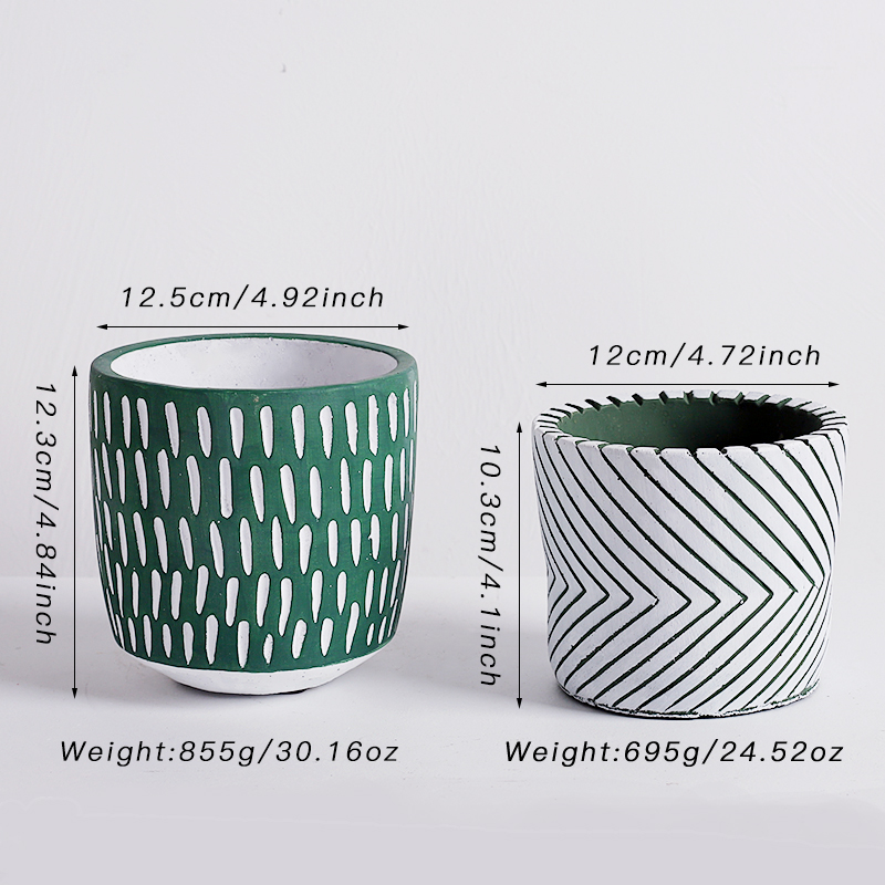 Green Raindrop Cement Plant Pot - Image 4