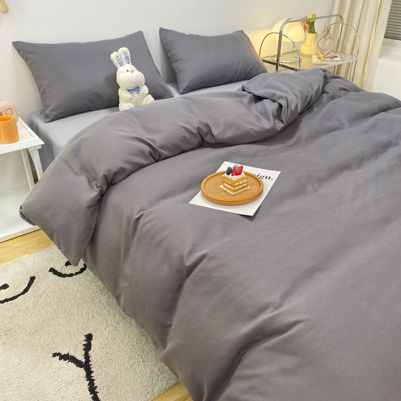 Grey Solid Nordic Duvet Cover Set, Full Size - Image 2