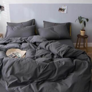 Grey Solid Color Duvet Cover, Queen Size