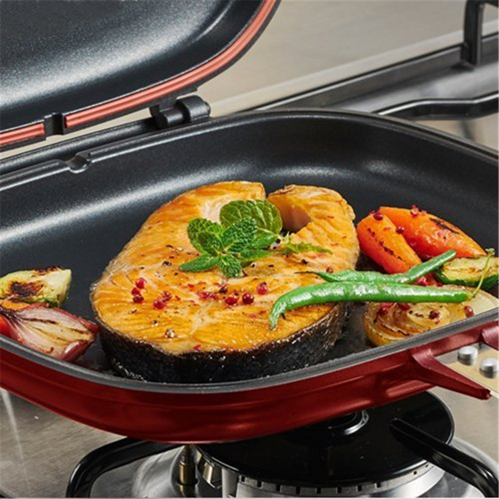 32cm Double-Sided Non-Stick Skillet Grill Pan - Image 3