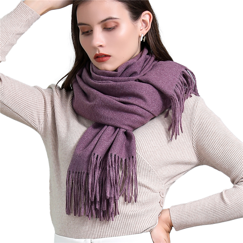 Solid Thick Cashmere Scarf with Tassel Scarves - Image 7