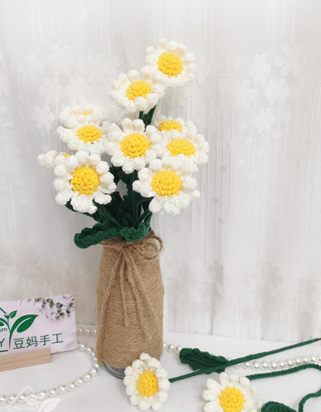 Hand-knitted Yarn Crochet Sunflower Bouquet, 10PCS - Image 2