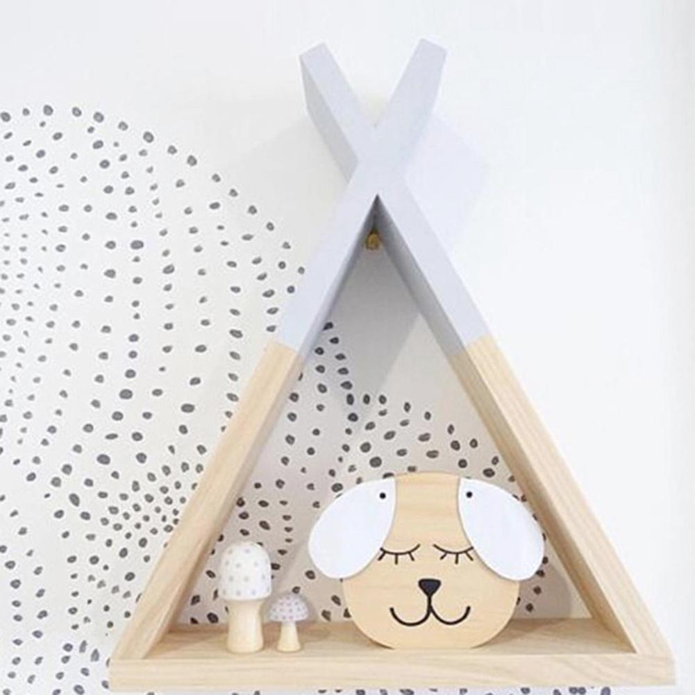 1Pc Wooden Triangle Storage Holder Rack Room Decor - Image 4