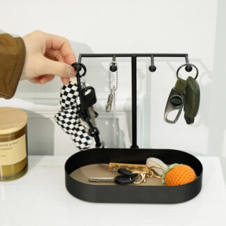 Porch Key Storage Trays Small Shelf Rack Black