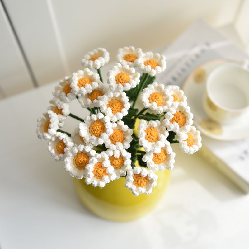 Hand-knitted Yarn Crochet Sunflower Bouquet, 10PCS - Image 3