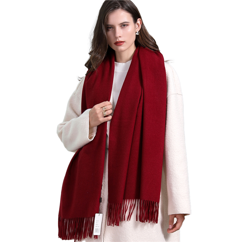 Solid Thick Cashmere Scarf with Tassel Scarves - Image 6