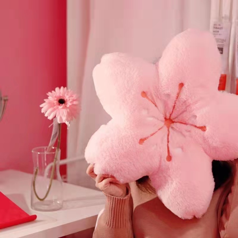 Furry Cherry Blossoms Stuffed Plush Cushion Room Decor - Image 4