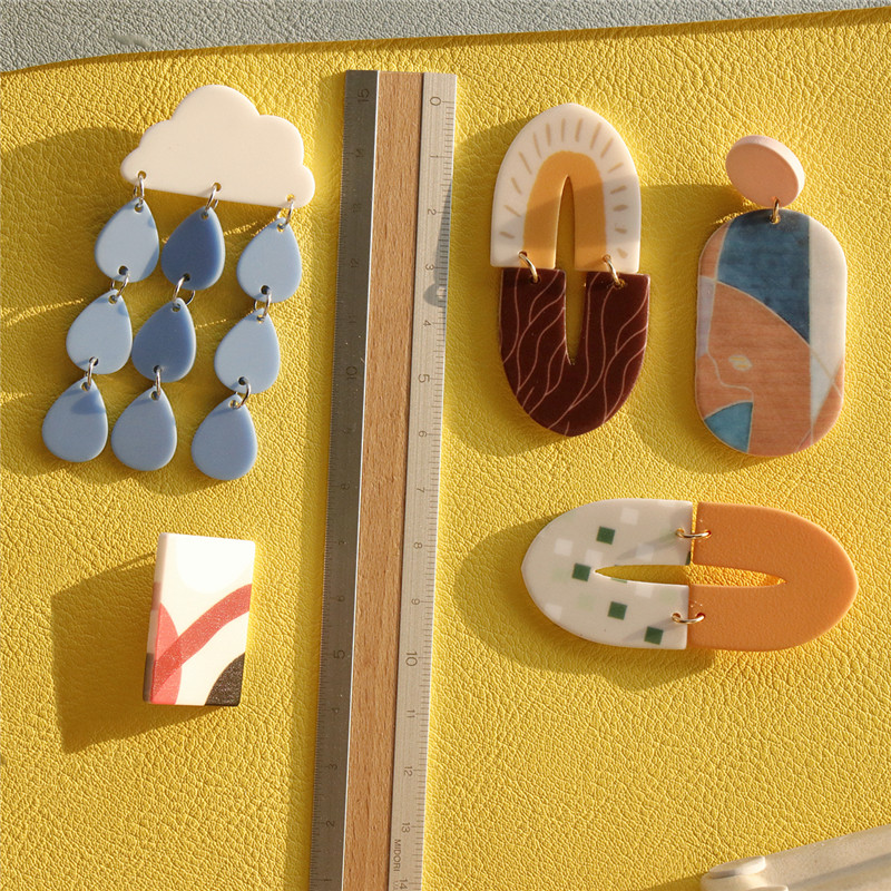 Cute Cloud, Blue Rain Acrylic Earrings - Image 2