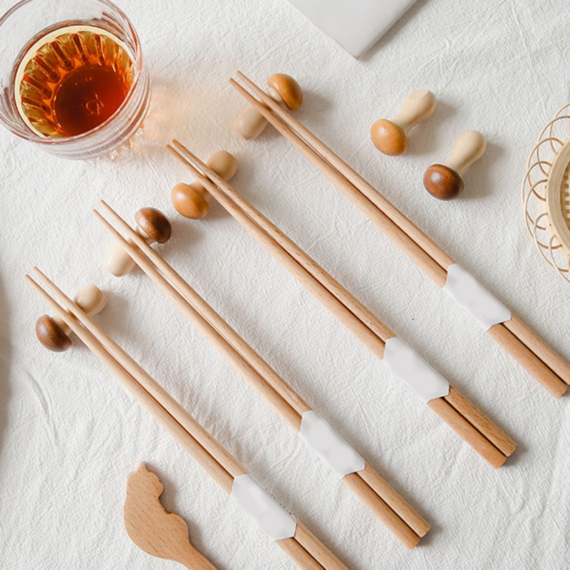 Mini Wood Mushroom Chopstick Holder - Image 6