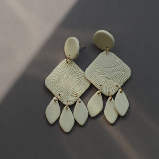 Long Dangle Abstract Patton Elegant Earrings Green