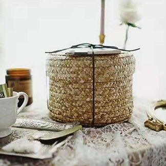 Handmade Straw Woven Storage Basket With Lid