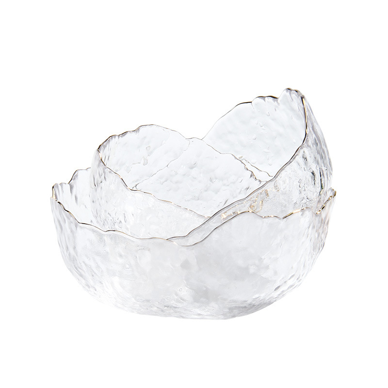 Glass Salad Bowl Irregular Gold Serving Bowls - Image 4