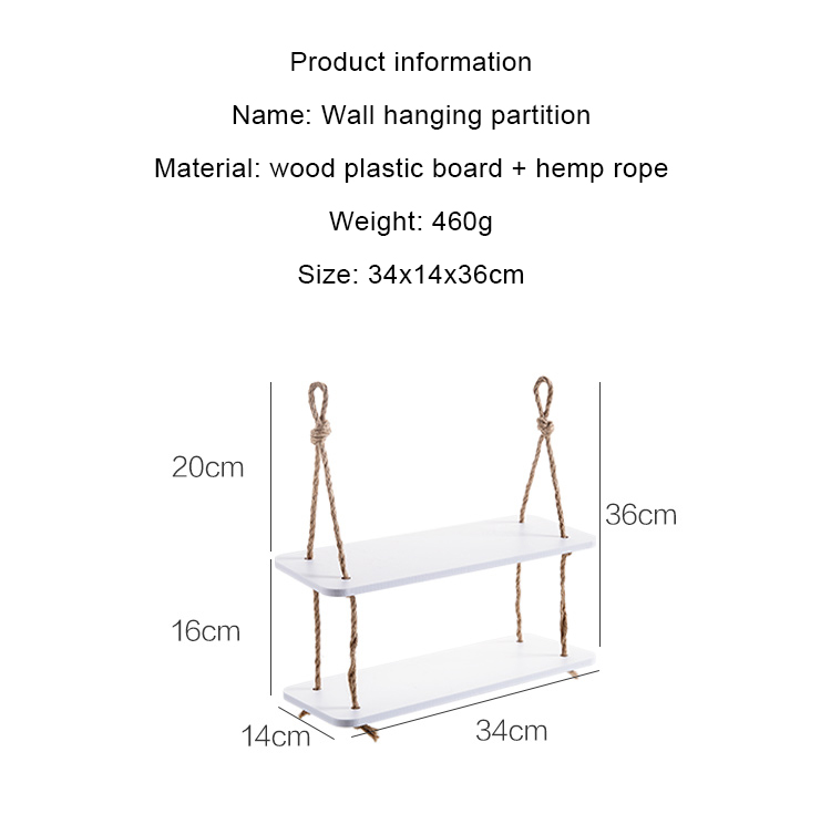 2-Layer Wood Hanging Shelf Wall Decorative - Image 4