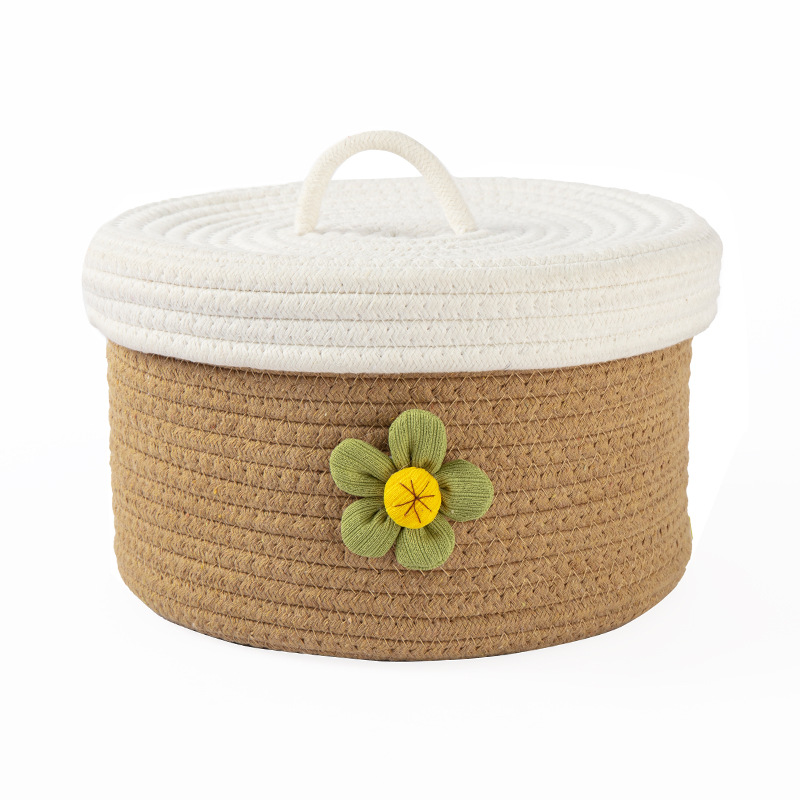Hand Woven Storage Basket With Lid - Image 4