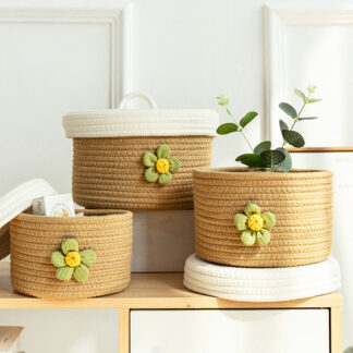 Hand Woven Storage Basket With Lid