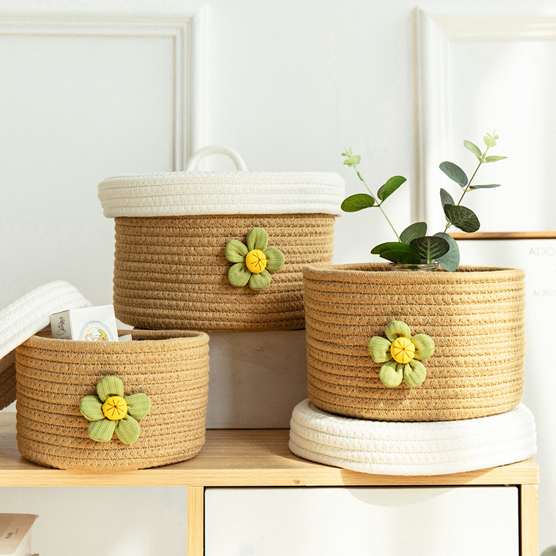 Hand Woven Storage Basket With Lid